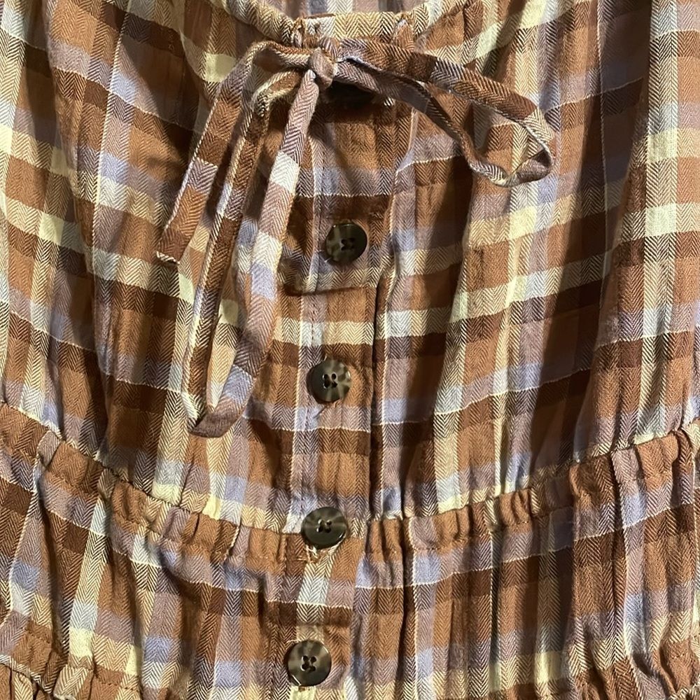 Madewell Indie Midi Peasant Dress Plaid XS - Picture 9 of 10